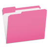 Double-Ply Reinforced Top Tab Colored File Folders, 1/3-Cut Tabs: Assorted, Letter Size, 0.75" Expansion, Pink, 100/Box