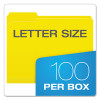 Double-Ply Reinforced Top Tab Colored File Folders, 1/3-Cut Tabs: Assorted, Letter Size, 0.75" Expansion, Yellow, 100/Box