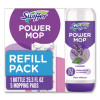 Powermop Cleaning Solution And Pads Refill Pack, Lavender Scent, 25.3 Oz Bottle And 5 Pads Per Pack, 4 Packs/Carton