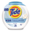 Pods Laundry Detergent, Free And Gentle, He Compatible, 56 Oz Tub, 76 Pacs/Tub, 4 Tubs/Carton