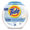 Pods Laundry Detergent, He Compatible, Free And Gentle, 56 Oz Tub, 76 Pacs/Tub