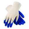 Seamless Knit Cotton/Polyester Gloves, En388: 2011, Small, Natural/Blue, 12 Pairs