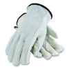 Top-Grain Leather Drivers Gloves With Shoulder-Split Cowhide Leather Back, Gunn Cut, Keystone Thumb, Medium, Gray, Pair