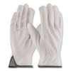 Top-Grain Pigskin Leather Drivers Gloves, Gunn Cut, Keystone Thumb, Large, Gray, Pair