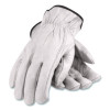 Top-Grain Pigskin Leather Drivers Gloves, Gunn Cut, Keystone Thumb, Large, Gray, Pair
