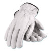 Top-Grain Pigskin Leather Drivers Gloves, Gunn Cut, Keystone Thumb, Medium, Gray, Pair