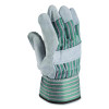 Bronze Series Leather/Fabric Work Gloves, Gunn Cut, Wing Thumb, X-Large (Size 10), Gray/Green, 12 Pairs