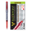V Razor Point Liquid Ink Porous Point Pen, Stick, Extra-Fine 0.5 Mm, Red Ink, Gray/Translucent Red Barrel, Dozen