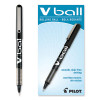 Vball Liquid Ink Rollerball Pen, Stick, Extra-Fine 0.5 Mm, Black Ink, Black/Clear Barrel, Dozen