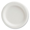 Pfas-Free Compostable Bagasse Plates, Sugarcane, 6" Dia, White, 250/Pack