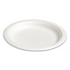 Pfas-Free Compostable Bagasse Plates, Sugarcane, 6" Dia, White, 250/Pack