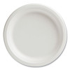 Pfas-Free Compostable Bagasse Plates, Sugarcane, 9" Dia, White, 250/Pack