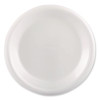Foam Dinnerware, Plate, 9" Dia, Poly Bag, White, 125/Sleeve, 4 Sleeves/Pack