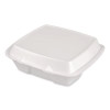 Foam Hinged Lid Container, Secure Two Tab Latch, Poly Bag, 9 X 9 X 3, White, 100/Bag, 2 Bags/Carton