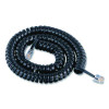 Coiled Telephone Cord, Plug/Plug, 25 Ft, Black