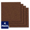 Cork Panels, 12" x 0.38" x 12", Brown, 4/Pack