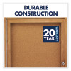 Enclosed Indoor Cork Bulletin Board With Two Hinged Doors, 48" x 36", Tan Surface, Oak Finished Fiberboard (Mdf) Frame