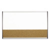 Arc Frame Cubicle Board, Combo Dry Erase/Cork Bulletin, 30" x 18", Tan/White Surface, Satin Aluminum Frame