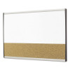 Arc Frame Cubicle Board, Combo Dry Erase/Cork Bulletin, 30" x 18", Tan/White Surface, Satin Aluminum Frame