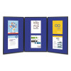 Show-It! Three-Panel Display System, 72" x 36", Blue/Gray Surface, Black Pvc Frame