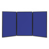 Show-It! Three-Panel Display System, 72" x 36", Blue/Gray Surface, Black Pvc Frame