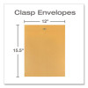 Clasp Envelope, 28 Lb Bond Weight Kraft, #110, Square Flap, Clasp/Gummed Closure, 12 x 15.5, Brown Kraft, 100/Box