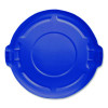 Brute Self-Draining Flat Top Lid For 55 Gal Round Brute Containers, 26.75" Diameter, Blue, 3/Carton