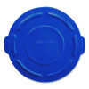 Brute Self-Draining Flat Top Lid For 55 Gal Round Brute Containers, 26.75" Diameter, Blue, 3/Carton