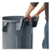 Vented Wheeled Brute Container, 44 Gal, Plastic, Gray