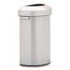 Refine Series Half Round Waste Receptacle, 16 Gal, Plastic/Stainless Steel