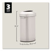 Refine Series Half Round Waste Receptacle, 16 Gal, Plastic/Stainless Steel