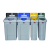 Slim Jim Recycling Station Kit, 1-Stream Bottles And Cans, 23 Gal, Plastic, Yellow/Gray