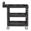 Brute 3-Shelf Heavy-Duty Ergo Lipped Utility Cart, Resin, 3 Shelves, 600 Lb Capacity, 25.24" x 44" x 47", Black