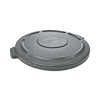 Brute Self-Draining Flat Top Lids For 10 Gal Round Brute Container, 15.91" Diameter, Gray, 6/Carton