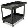Heavy-Duty Utility Cart With Lipped Shelves, Plastic, 2 Shelves, 500 Lb Capacity, 25.78" x 45.25" x 33.25", Black