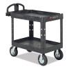 Brute Heavy-Duty Utility Cart With Lipped Shelves, Plastic, 2 Shelves, 750 Lb Capacity, 25.25" x 54" x 39.25", Black