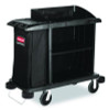 Multi-Shelf Cleaning Cart, Plastic, 4 Shelves, 1 Bin, 22" x 49" x 50", Black