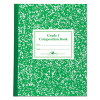 Grade School Ruled Composition Book, Grade 1 Manuscript Format, Green Marble Cover, (50) 9.75 x 7.75 Sheets