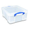 Snap-Lid Storage Bin, 4.49 Gal, 11" X 18" X 4", Clear/Blue, 4/Pack