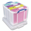 Snap-Lid Storage Bin, 8.45 Gal, 14" X 18" X 12.25", Clear/Blue, 3/Pack