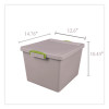35.4 Qt. Latch Lid Storage Tote, 14.76" x 12.6" x 10.43", Dove Gray/Green