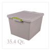 35.4 Qt. Latch Lid Storage Tote, 14.76" x 12.6" x 10.43", Dove Gray/Green