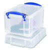 Snap-Lid Storage Bin, 101.12 Oz, 7.06" x 9.62" x 6.25", Clear Box/Blue Handle