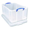 Snap-Lid Storage Bin, 11.09 Gal, 17.31" X 20.5" X 12.25", Clear/Blue