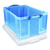 Snap-Lid Storage Bin, 16.9 Gal, 17.31" X 28" X 12.25", Transparent Blue