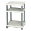 Wave Design Deskside Printer Stand, Plastic, 3 Shelves, 20" x 17.5" x 29.25", White/Charcoal Gray