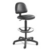 Precision Extended-Height Swivel Stool, Adjustable Footring, Supports 250 Lb, 23" To 33" Seat Height, Black Vinyl, Black Base