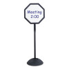 Writeway Two-Sided Dry Erase Standing Message Sign, White 18" x 18" Octagon Surface, Black Frame, 18" x 18" x 65"