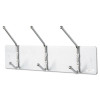 Metal Wall Rack, Three Ball-Tipped Double-Hooks, Metal, 18w x 3.75d x 7h, Satin