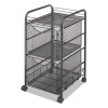 Onyx Mesh Mobile Double File, Metal, 1 Shelf, 2 Drawers, 15.75" x 17" x 27", Black
